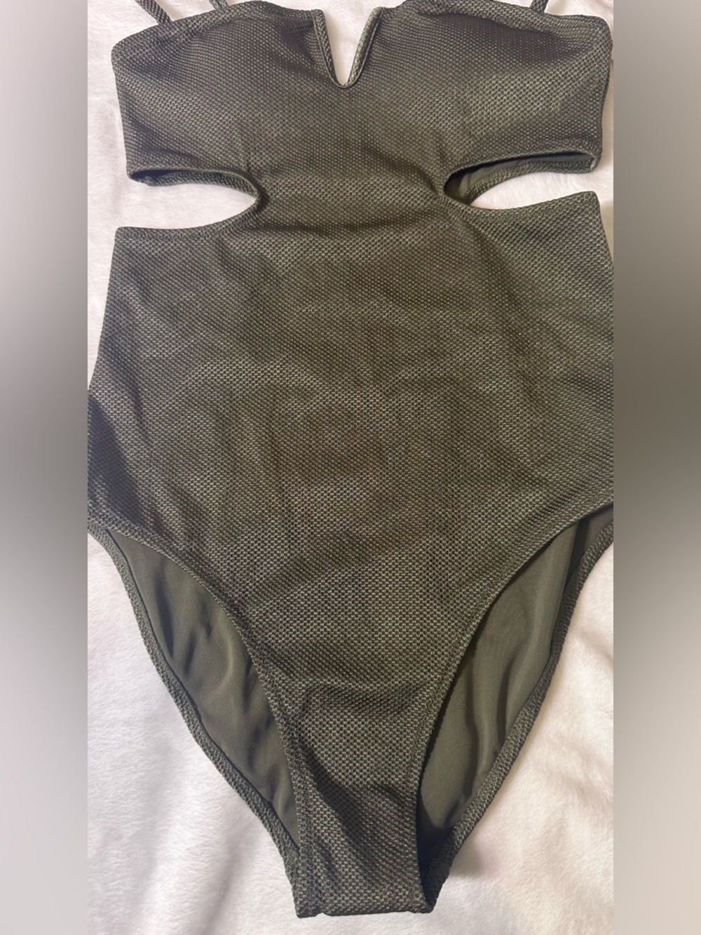 aerie Olive Green One-Piece Swimsuit with Cutout Detail - Picture 6 of 10